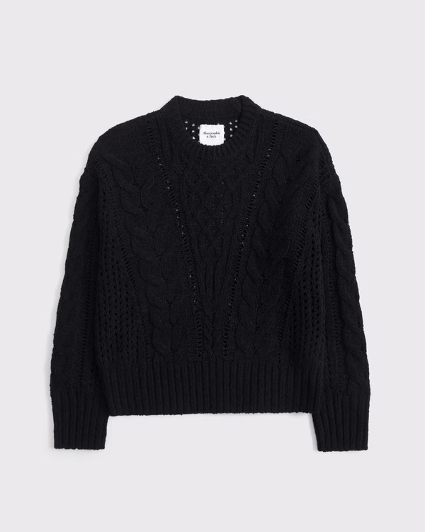 Women's Textural Stitch Cable Crew Sweater | Women's Tops | Abercrombie.com | Abercrombie & Fitch (US)
