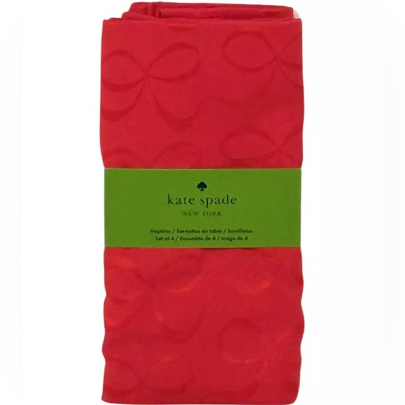 Kate Spade Set of FOUR 19 x 19" Christmas Holiday All Wrapped Up Red Bow Napkins | Poshmark