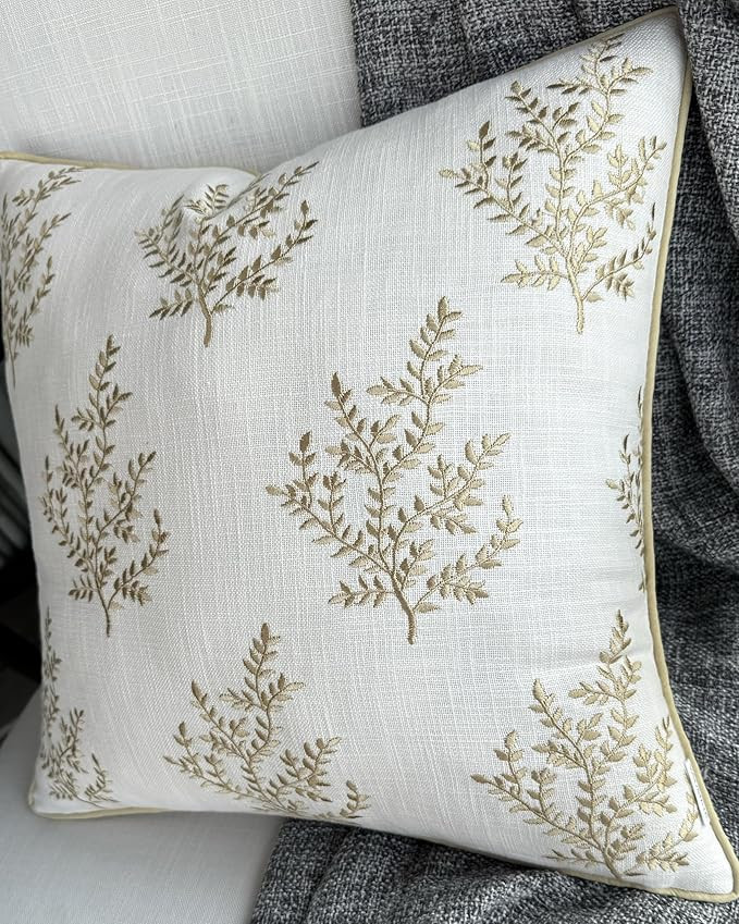 VAGMINE Hand Crafted Embroidered Cotton Square Decorative Accent Throw Pillow Cover - for Master ... | Amazon (US)