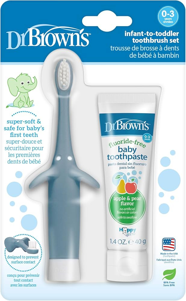 Dr. Brown's Infant-to-Toddler Toothbrush Set, Blue | Amazon (CA)