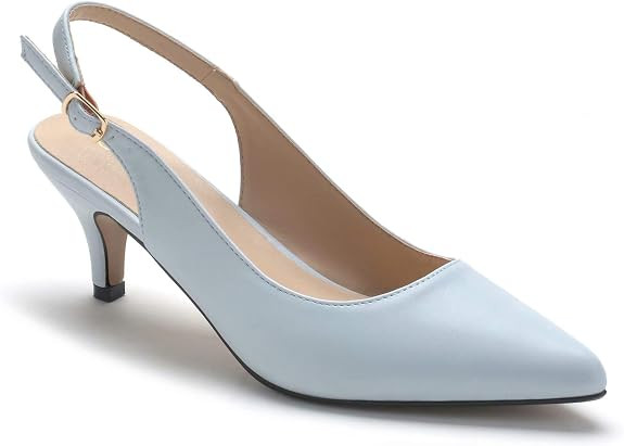 ComeShun Womens Shoes Classic Satin Kitten Heels Slingback Dress Pumps | Amazon (CA)