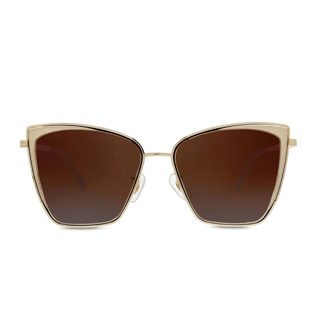 BECKY - BRUSHED GOLD + FLASH BROWN GRADIENT SUNGLASSES | DIFF Eyewear