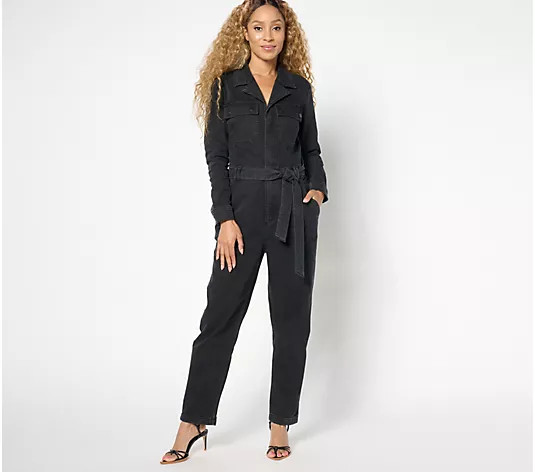 Me by Jennie Garth Petite Washed Black Denim Jumpsuit - QVC.com | QVC