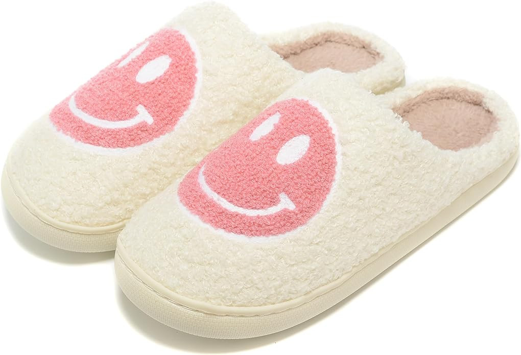 Retro Fuzzy Face Slippers Women Men Non-Slip Couple Style Casual Smile Face Slippers Retro Soft F... | Amazon (US)