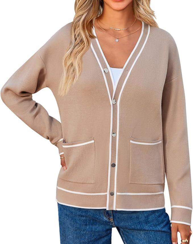 MEROKEETY Women's Long Sleeve Open Front Cardigan Sweaters Fall Casual Button Knit Pockets Outwea... | Amazon (US)