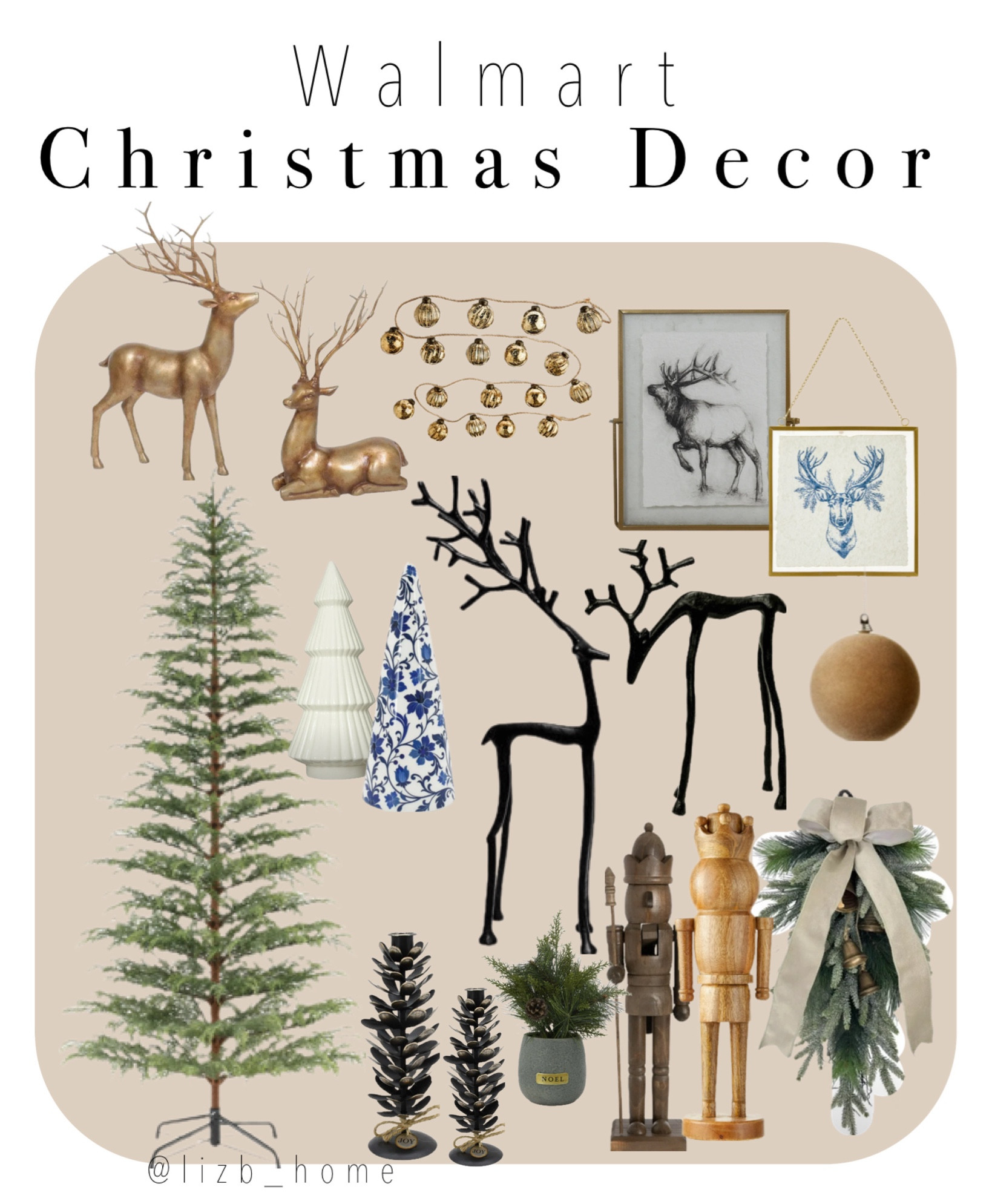Walmart Christmas decor is now live online! Pottery barn look alike black reindeer. Viral my Texas house Christmas tree. Wooden nutcrackers. Gold deer. Reindeer Christmas art. Velvet ornaments. 

#LTKSeasonal #LTKFindsUnder50 #LTKHome
