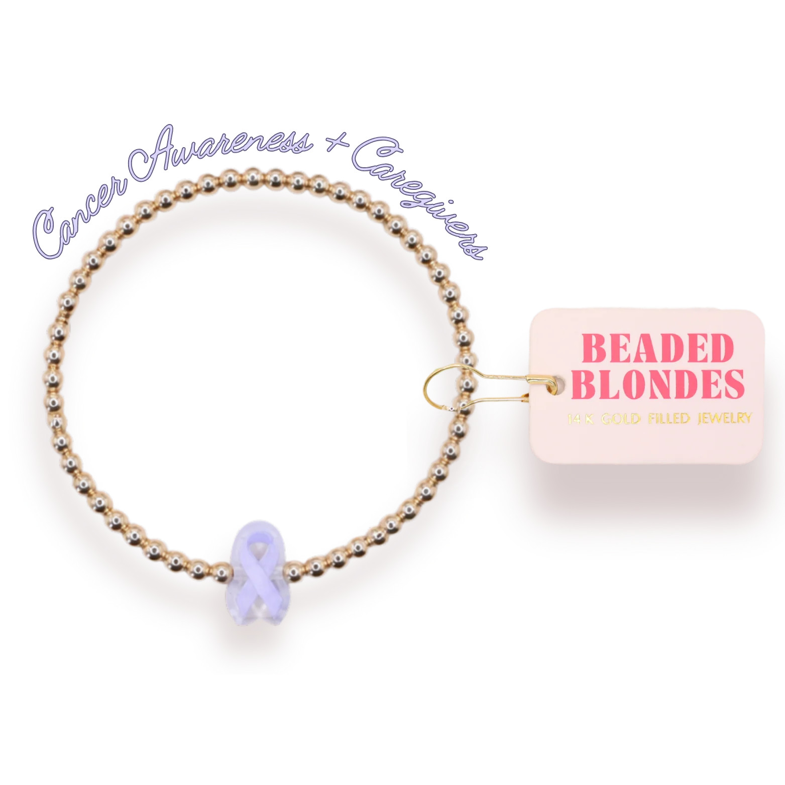 Lilac Cancer Awareness Ribbon Bracelet | Beaded Blondes