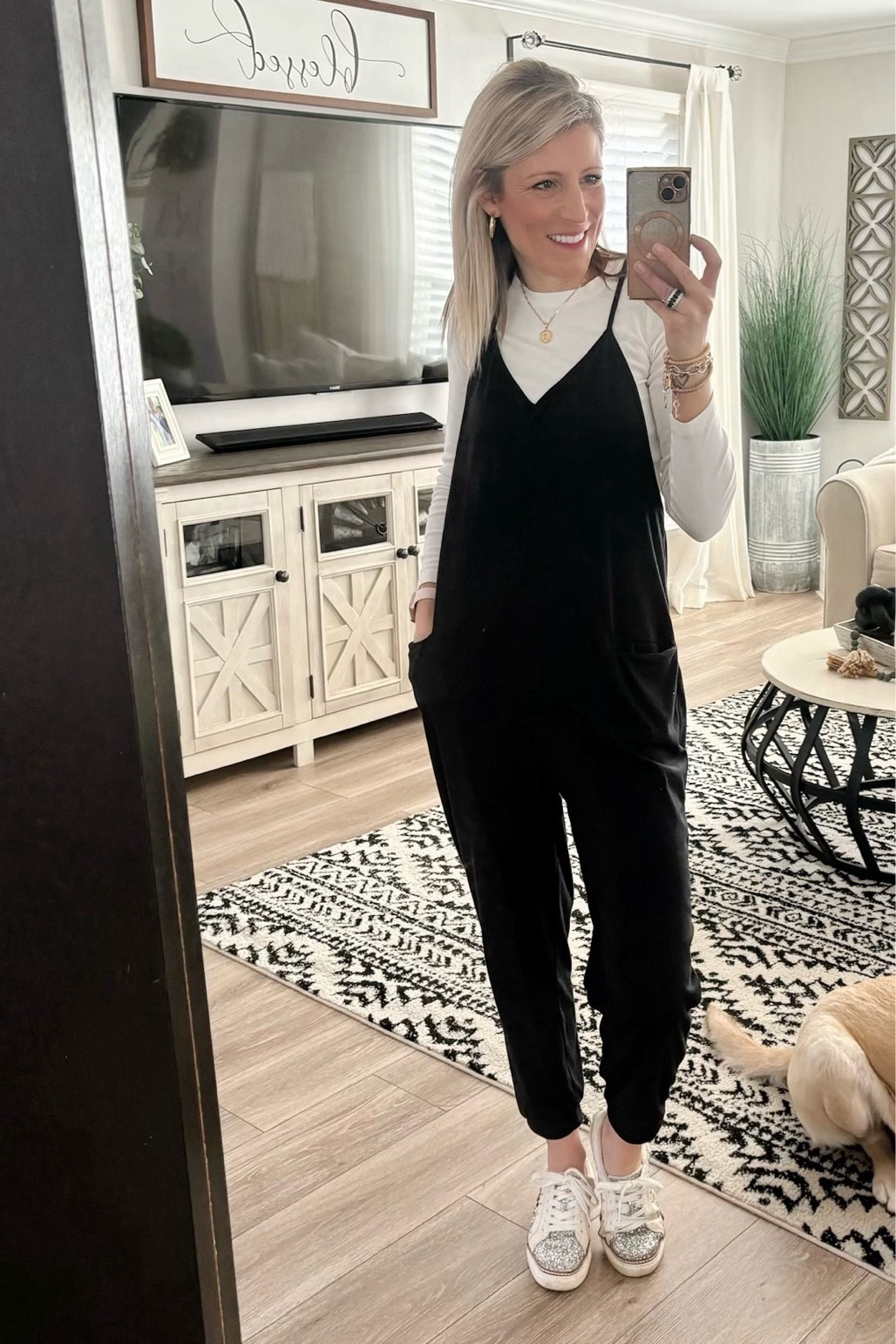 Comfy work from home style 
Women’s overalls 
Baggy overalls 
Amazon style 
Amazon fashion 
Amazon deal 
Half off 
Jumpsuits 
Casual style 
Vintage Havana sneakers 
Long sleeve tee 
Mom style 

#LTKfindsunder50 #LTKmidsize #LTKover40