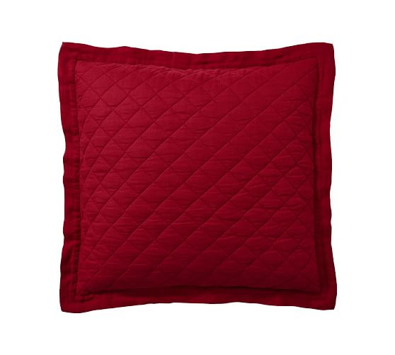 Belgian Flax Linen Diamond Quilted Sham | Pottery Barn (US)