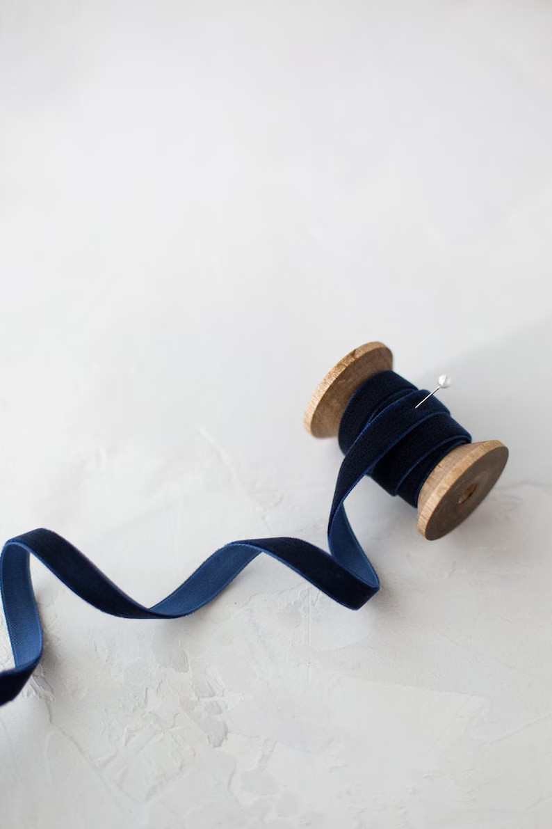 Navy Blue Velvet Ribbon 1/8 3/8 3/4 - Etsy | Etsy (US)