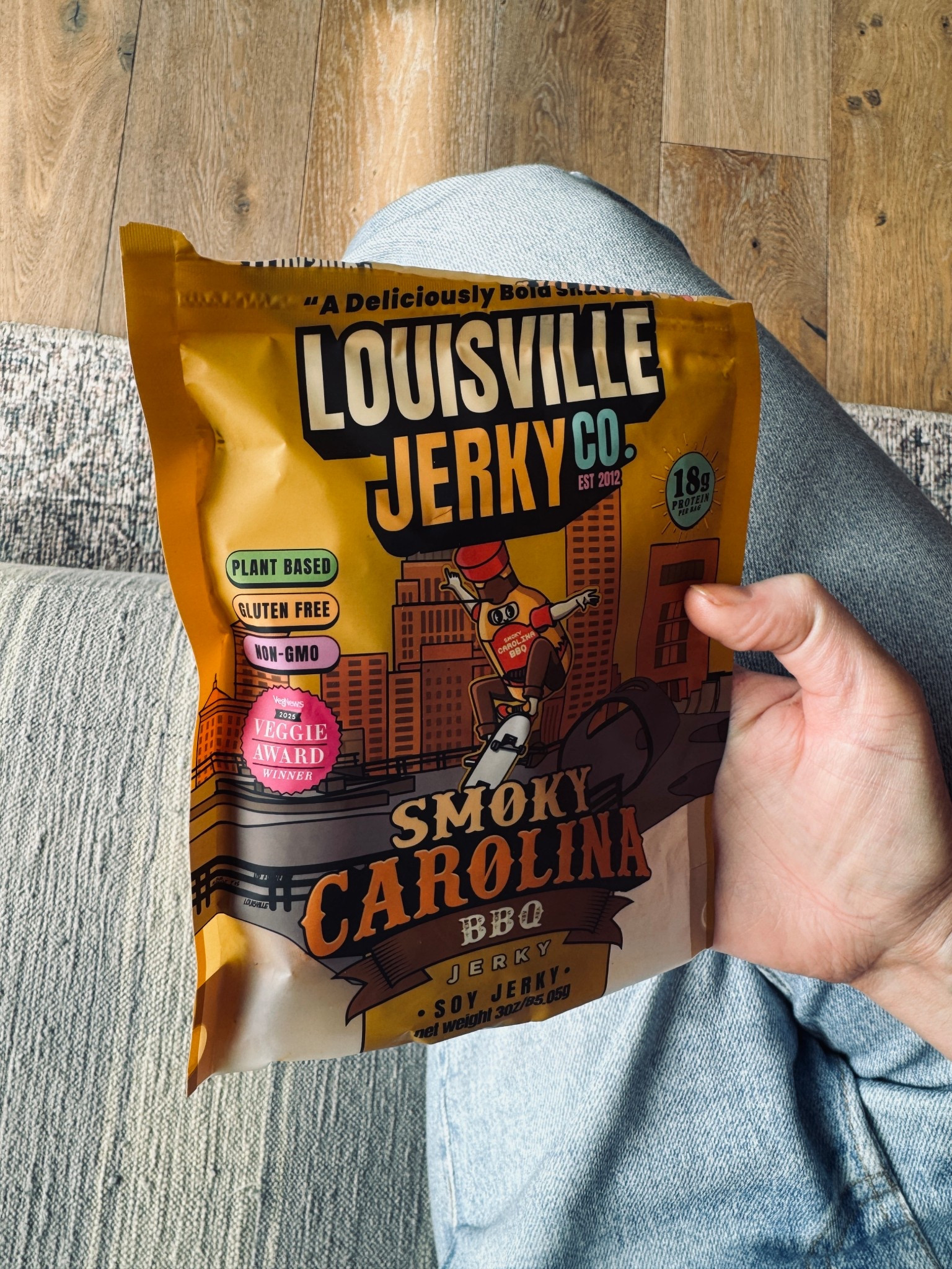 My favorite plant based jerky. Usually have a bag with me on backpacking trips. 

#LTKfoodie