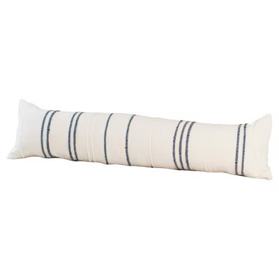 Slickblue Ribbons Lumbar Pillow with Insert, Hand-Spun Cotton Woven Cover, 12 x 48 Inch Rectangle, Navy and White | Target