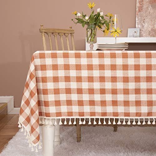Midsummer Breeze Rustic Gingham Tablecloth, Cotton Buffalo Plaid Table Cloth for Fall Thanksgivin... | Amazon (US)