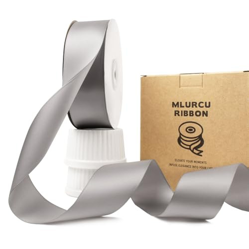 Silver Ribbon 1-1/2 Inch Silver Satin Ribbon 50 Yards Double Faced Satin Ribbon Wide Silver Grey Silk Ribbon Thick Silver Ribbon for Gift Wrapping Flower Bouquet Wedding Invitations Hair Bows Crafts | Amazon (US)