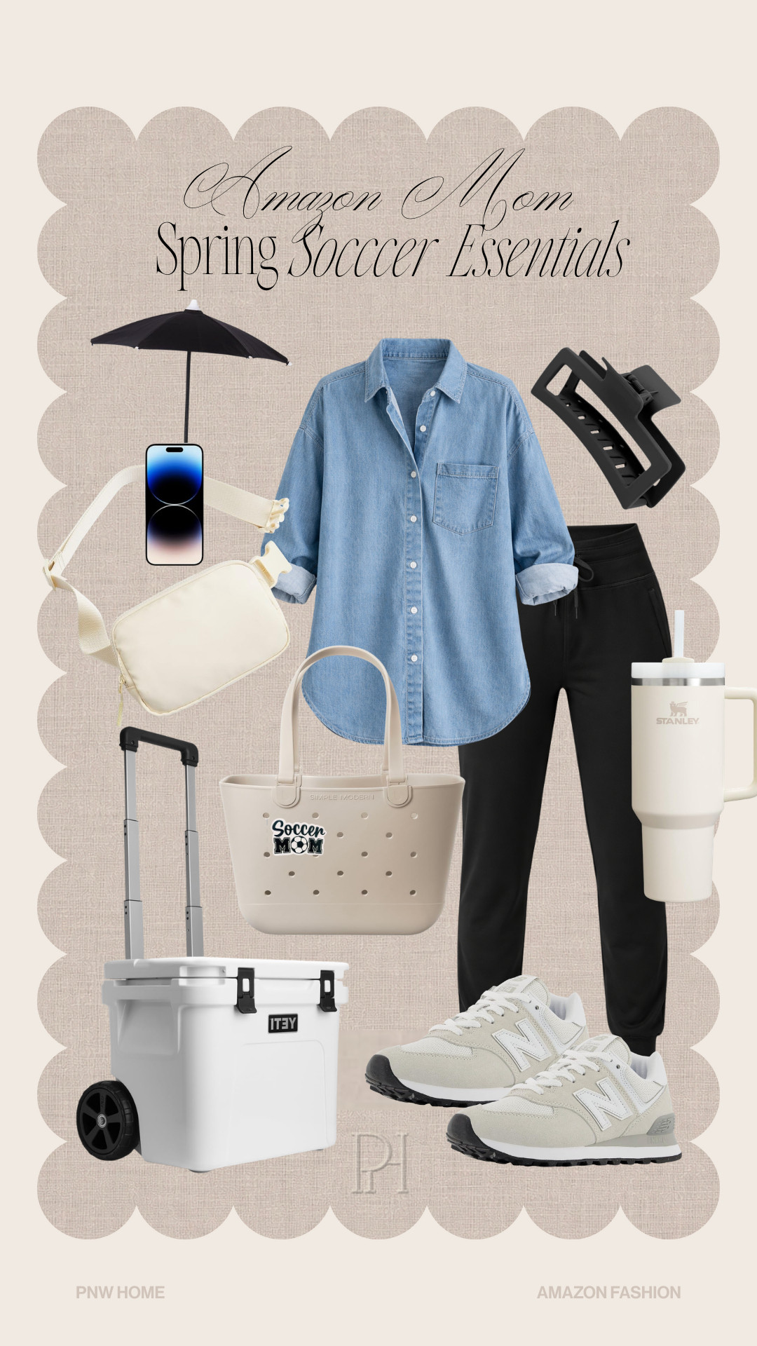 Top Amazon finds for the soccer mom!

soccer mom essentials, sports mom, black joggers, denim button down, neutral sneakers, trainers, black jaw clips, hair clip, phone shade, phone umbrella, tennis shoes, cooler, white belt bag, tote bag, bag charm, white Stanley, water bottle, mom style 

 #LTKdayinmylife #LTKgrwm #LTKmomlife