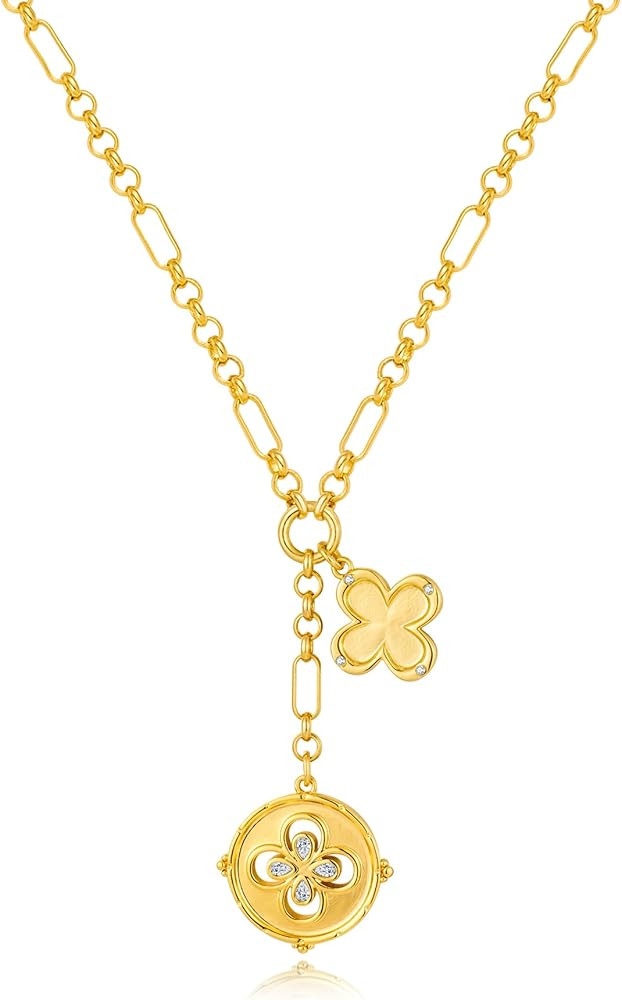 WOWORAMA Gold Pendant Necklace for Women Trendy Sun Star Cross Charm Necklace Lucky Leaf Heart Ch... | Amazon (US)