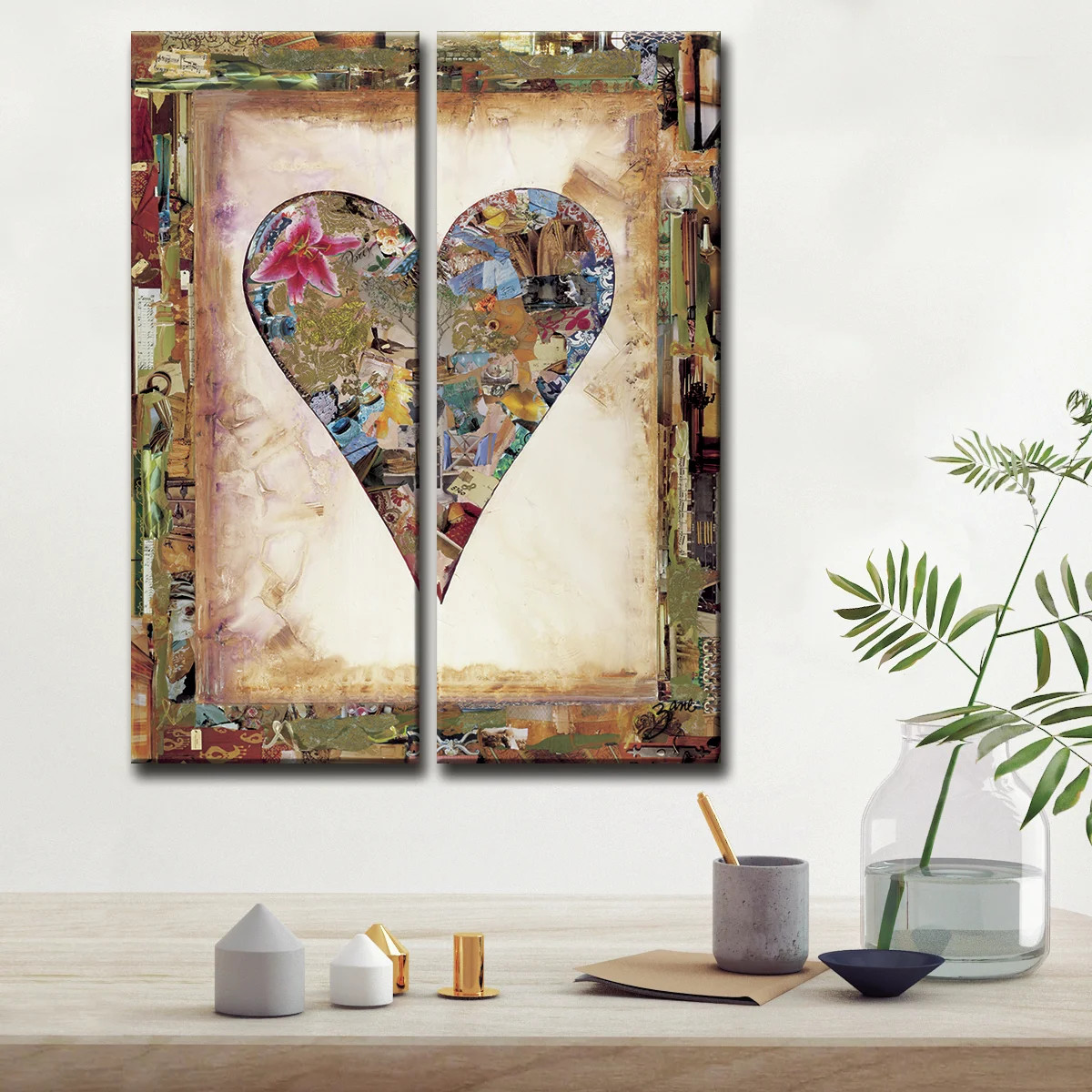 Ebern Designs Nature Heart by Salvatore Prinicipe - 2 Piece Wrapped Canvas Graphic Art Print Set ... | Wayfair North America