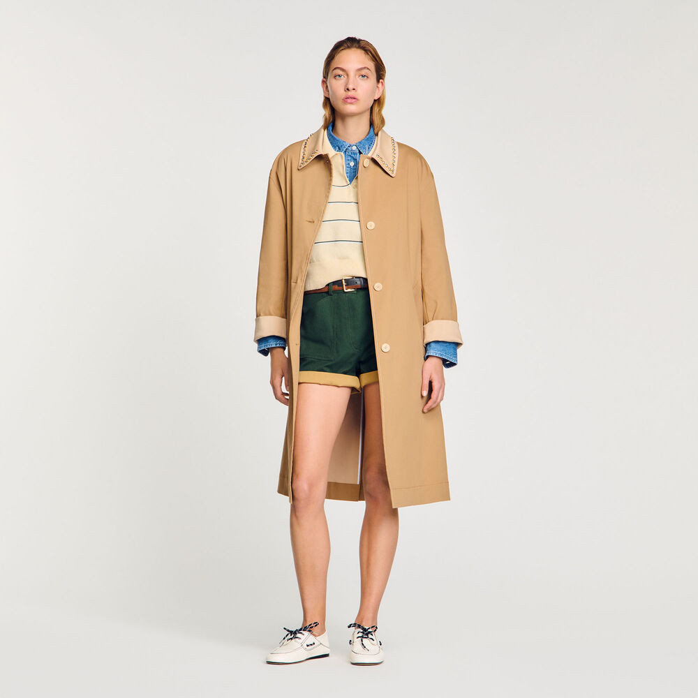 Trench coat with rhinestone collar | Sandro US | Sandro-Paris US