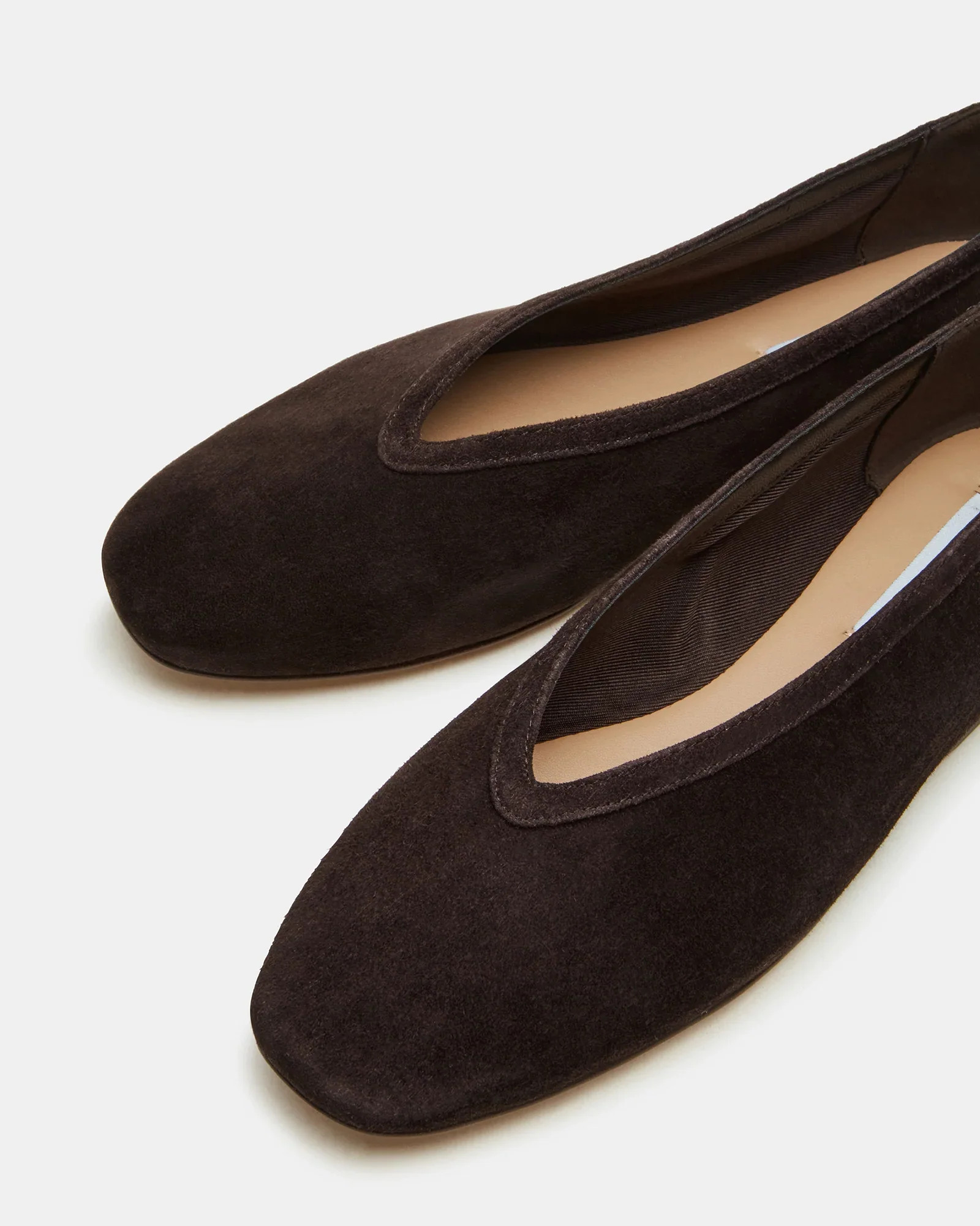 LENI Brown Suede Square-Toe Ballet Flats | Women's Designer Flats | Steve Madden (Canada)