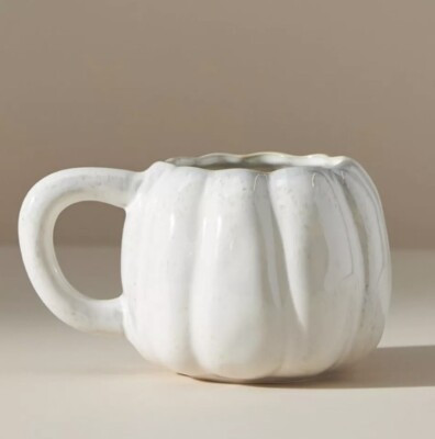NEW Anthropologie Fall Autumn White Pumpkin Mug | eBay US