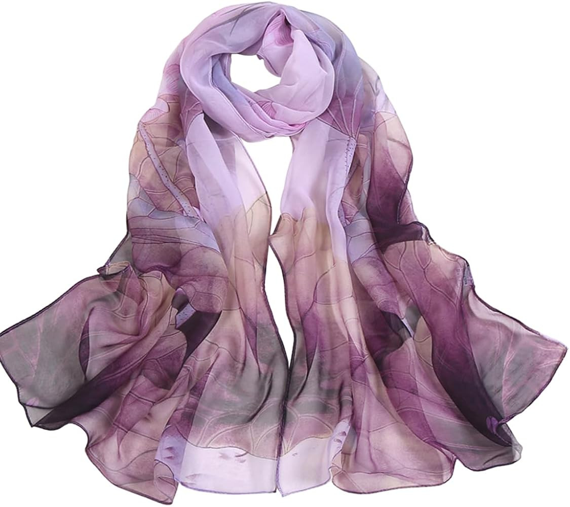 MINIDORA Lightweight Scarves for Women Elegant Floral Pattern Scarf Shawls Sunscreen Head Shawls | Amazon (US)