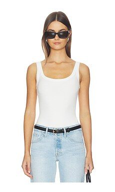 Good American Modal Rib Tank Bodysuit in Chalk from Revolve.com | Revolve Clothing (Global)