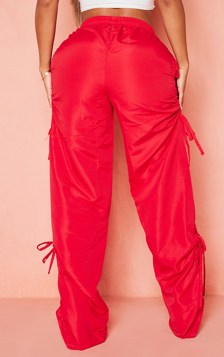 Shape Red Ruched Side Cargo Pants | PrettyLittleThing US