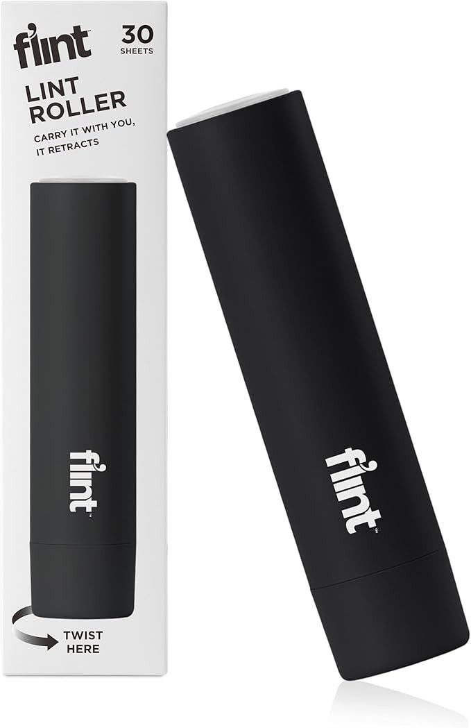 Flint Classic Black Retractable Mini Lint Roller with 30 Extra Sticky Sheets, Small and Portable ... | Amazon (US)