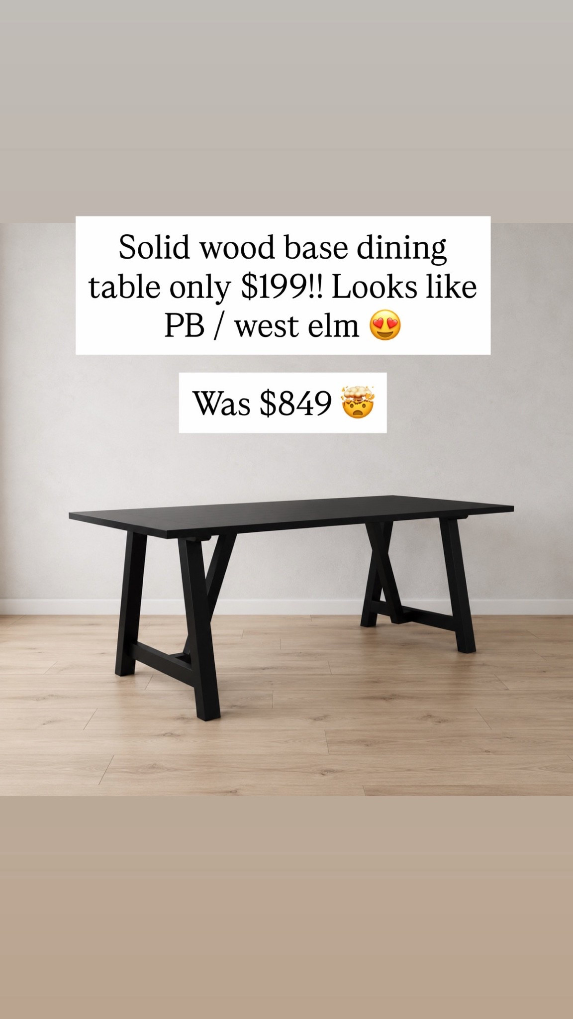 Solid wood base dining table only $199!! Looks like PB / west elm 😍

Was $849 🤯