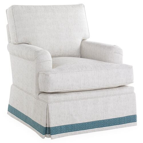 Winston Club Chair, Ivory/Blue | One Kings Lane