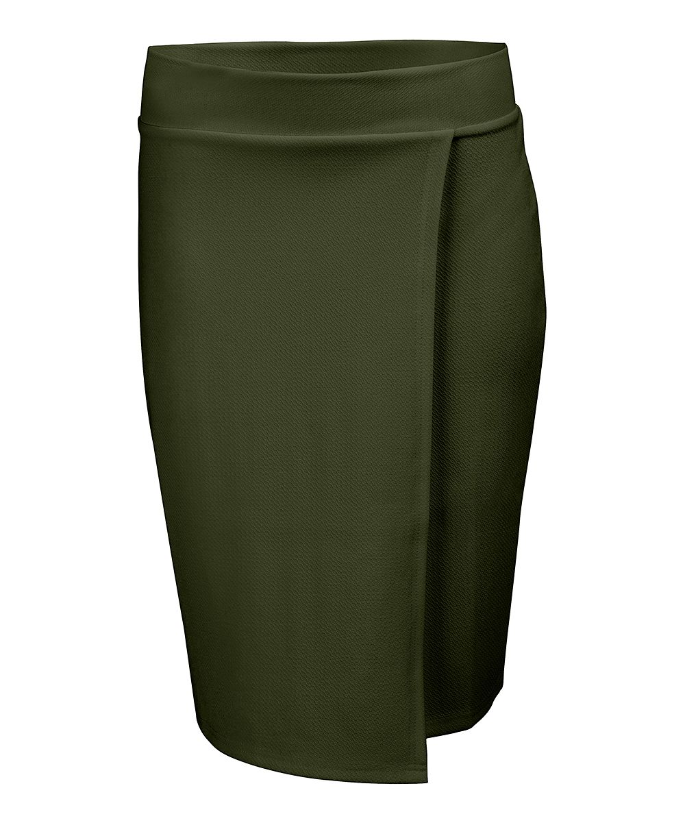 Lily Women's Career Skirts GRN - Green Side-Slit Pencil Skirt - Women | Zulily