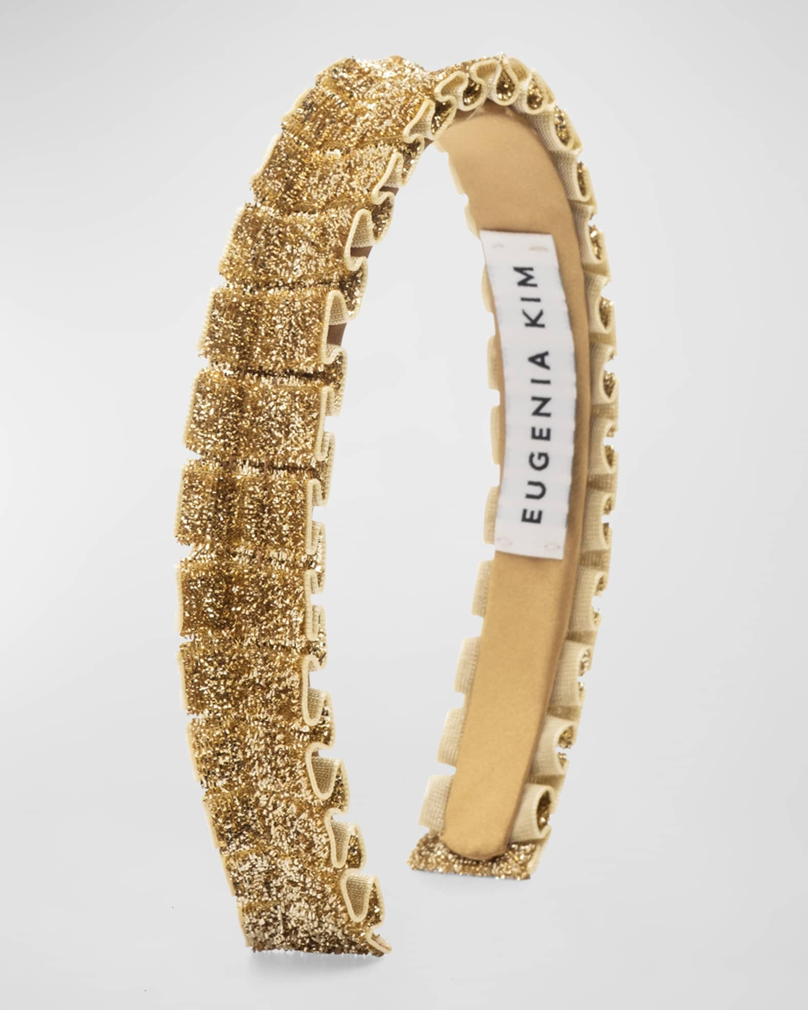 Eugenia Kim Rafaela Metallic Ruffled Headband | Neiman Marcus