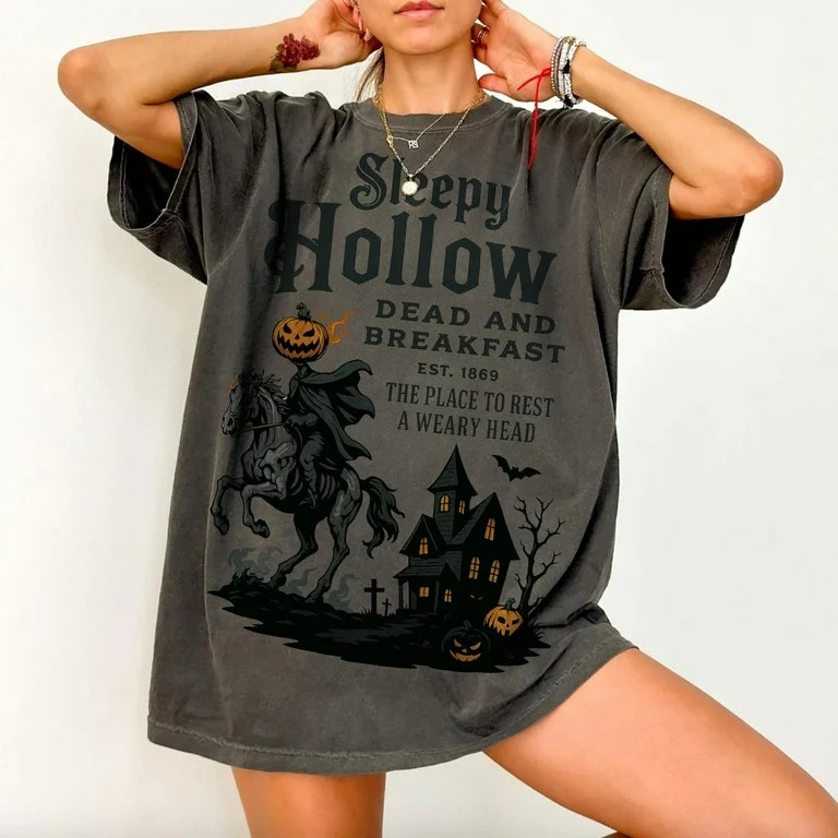 Camisa Hueca para Halloween Sleepy, Camiseta Vintage para Halloween, Camiseta con Calabaza Esquel... | Walmart (US)