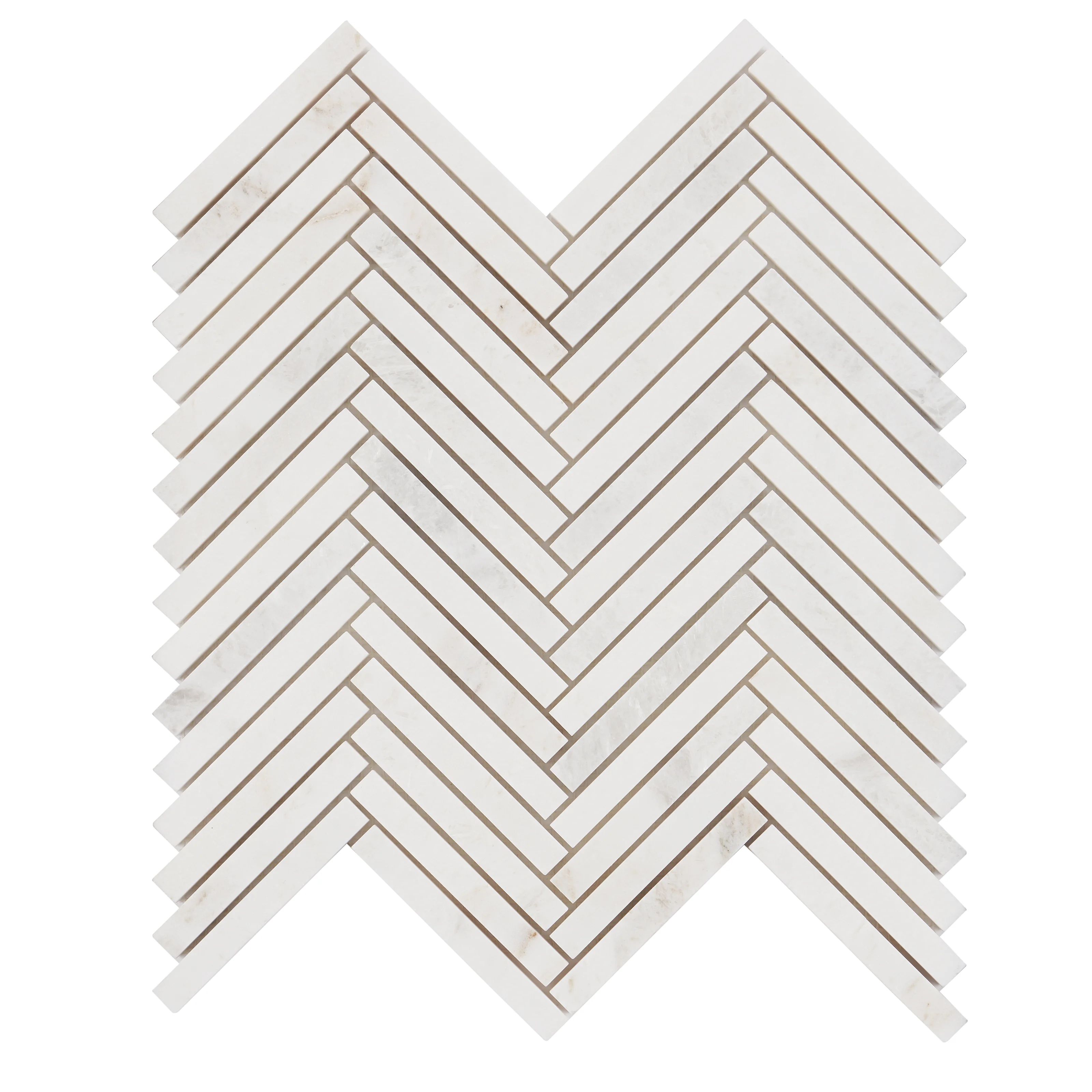 Arctic White 0.5" x 4" Marble Herringbone Mosaic Wall & Floor Tile | Wayfair North America