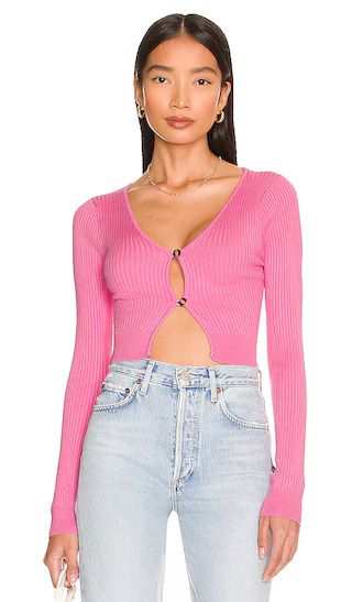 Gemma Button Front Sweater in Pink | Revolve Clothing (Global)