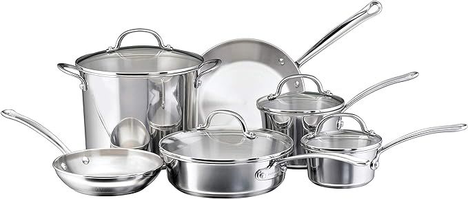 Farberware Millennium Stainless Steel Cookware Pots and Pans Set, 10 Piece | Amazon (US)
