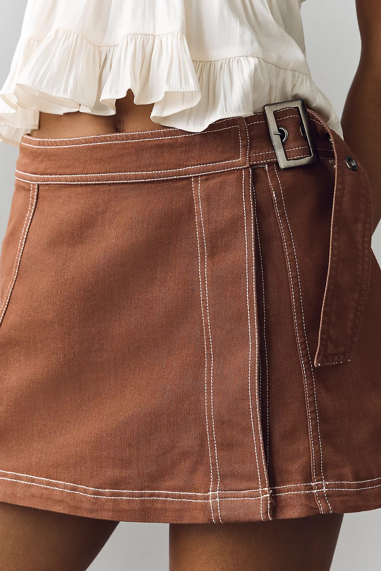 Pilcro Belted Wrap Mini Skirt | Anthropologie (US)