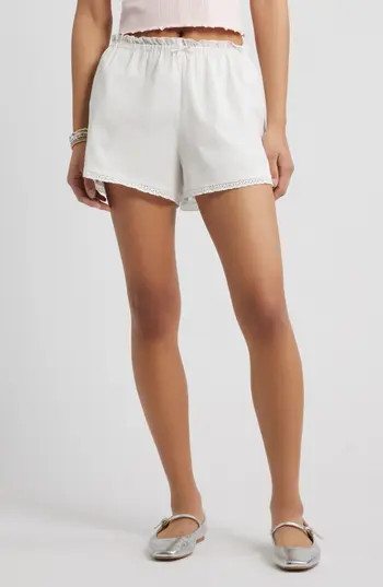 BP. Eyelet Trim Cotton Shorts in White at Nordstrom Rack, Size Medium | Nordstrom Rack