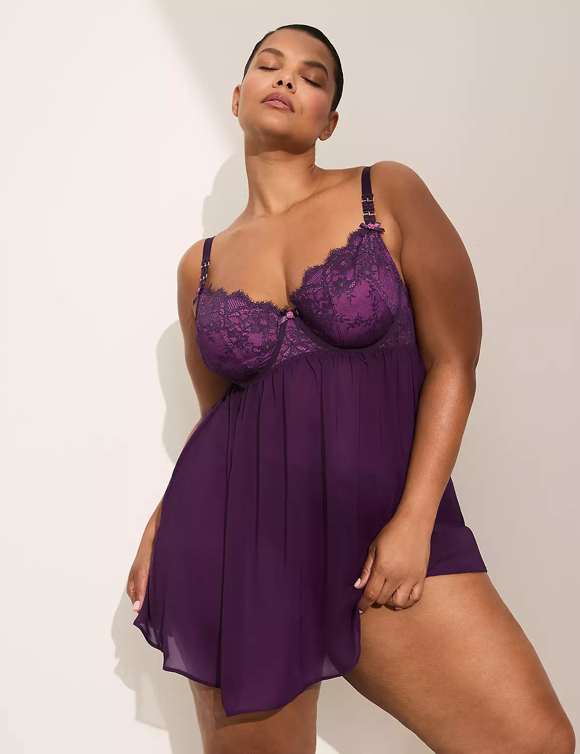 Underwire Contrast Lace Babydoll | Lane Bryant (US)