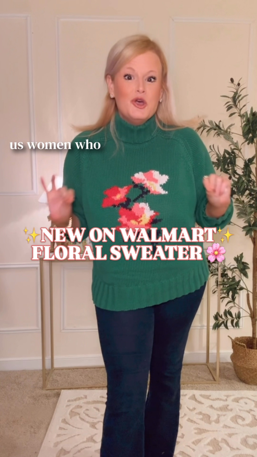 Walmart floral sweater | Carolina Herrera inspired | Free Assembly new arrivals | preppy fall outfits

THIS is how we’re taking pink and green into sweater weather. 🌸 The bold floral on this new Free Assembly turtleneck reminds me so much of Carolina Herrera’s floral sweaters, with a Walmart price tag.

The rich green knit, pink and red blooms and oversized ribbed trim give it that feminine, polished look that makes a simple sweater-and-jeans outfit so good. If you love colorful fall sweaters, this one deserves a spot on your list.

And let’s talk about the length. The description says cropped, which made me nervous. I sized up to a large, and on me at 5’4”, it’s pretty much full length. That’s the fit you’re seeing here, so don’t let the word “cropped” automatically rule it out.

It’s a soft 60% cotton blend with long raglan sleeves, a ribbed turtleneck and machine-washable care. Wear it with dark denim and ballet flats, a plaid skirt for preppy fall style or tailored pants for teacher outfits and casual work outfits. The colors carry beautifully into holiday outfits, too.

Free Assembly new arrivals have been trickling onto Walmart this week, and this is my first one to share in person. Shop the sweater below and follow along for more of my fall fashion finds as they land.

Walmart floral sweater, Free Assembly turtleneck, floral sweaters women, Carolina Herrera sweater look for less, green turtleneck sweater, pink and green sweater, floral intarsia sweater, cotton blend sweater women, fall sweaters women, preppy fall outfits, colorful fall fashion, fall fashion hauls, teacher outfits fall, Walmart new arrivals, Walmart style, Walmart finds

#LTKFindsUnder50 #LTKStyleTip #WalmartFinds #WalmartStyle #FreeAssembly #FallSweaters #PreppyStyle #LookForLess

#LTKSeasonal #LTKWorkwear #LTKootd
