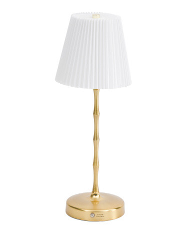 15in Bamboo Shaped Iron Stem Fluted Shade Touch Lamp | Marshalls