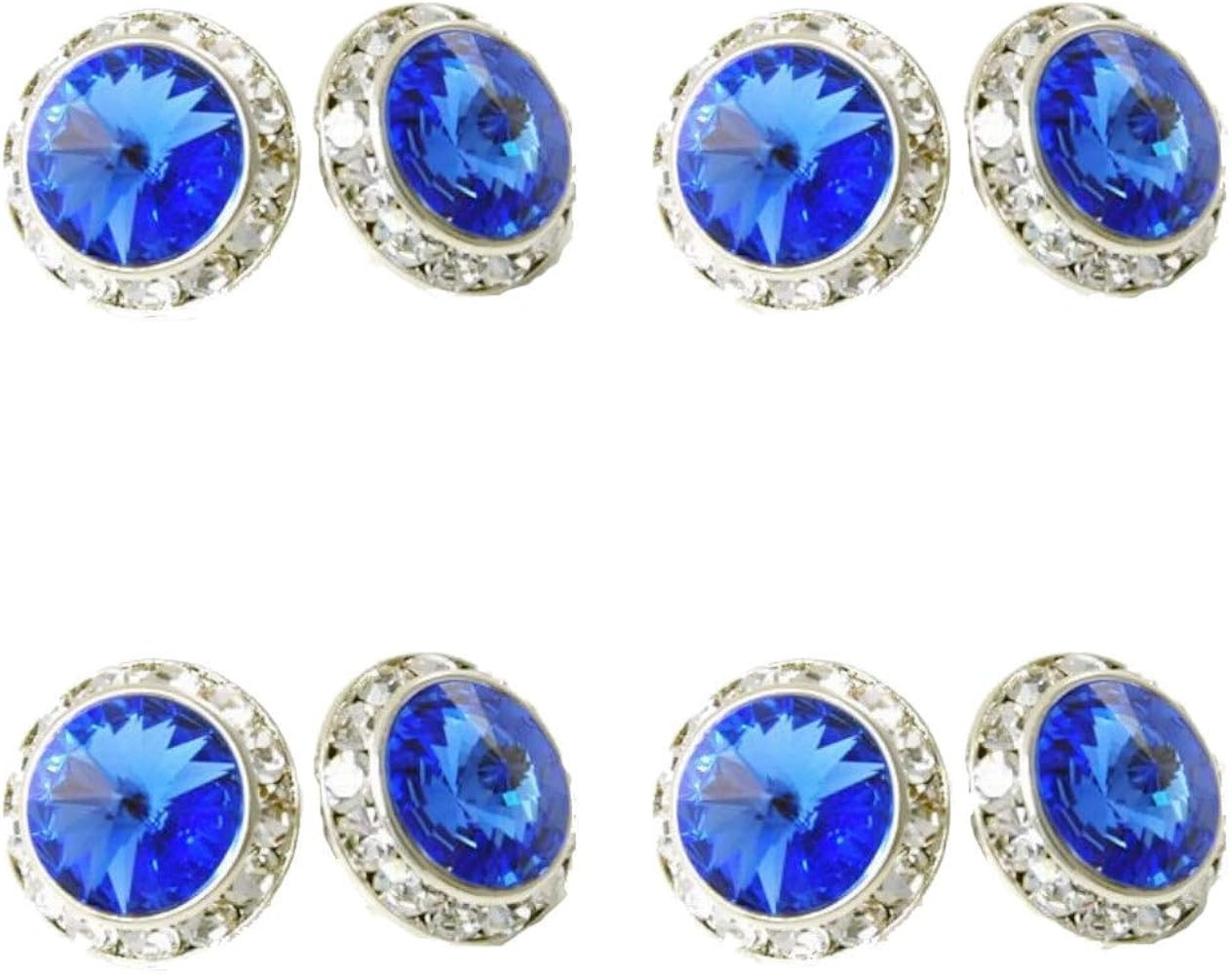 4 Pairs 15mm Rhinestone Round Shaped Acrylic Stone Crystal Ear Studs for Dance Competitions | Amazon (US)