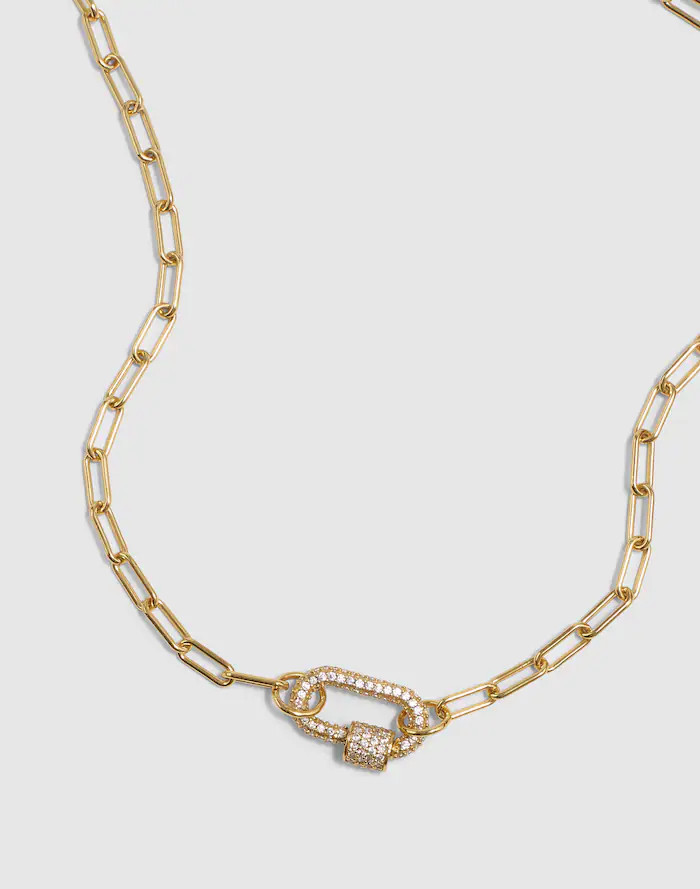 Pav&eacute; Carabiner Paperclip Chain Necklace | Madewell