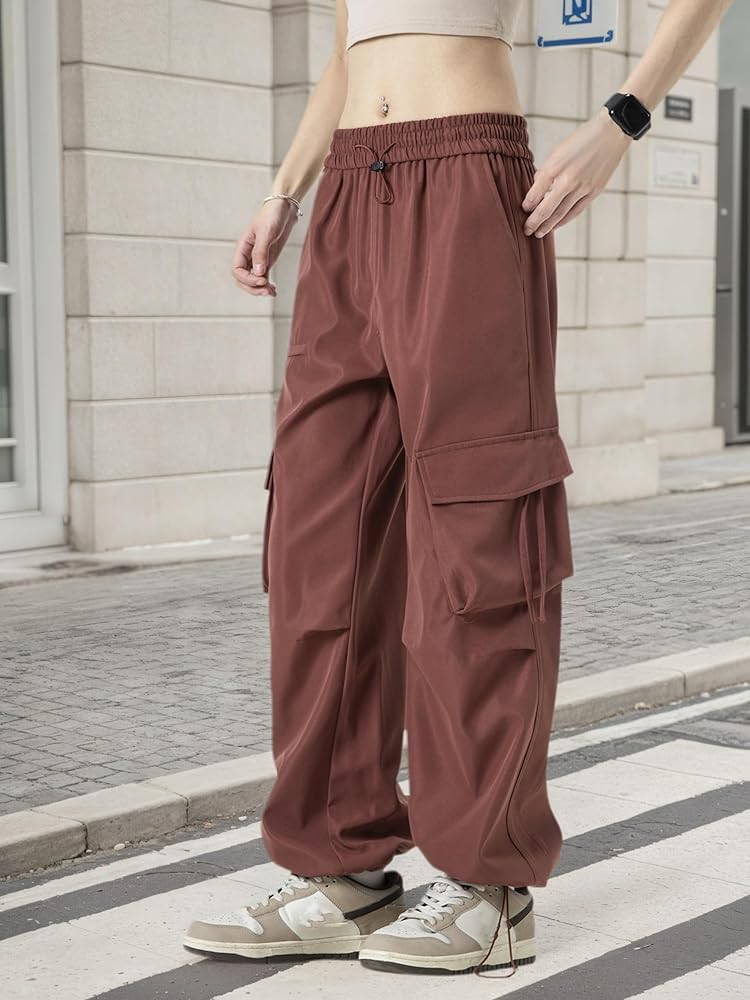 Amazon.com: Women's Cargo Pants Casual Hiking Loose Fit with Utility Pockets Hight Waist Trousers... | Amazon (US)