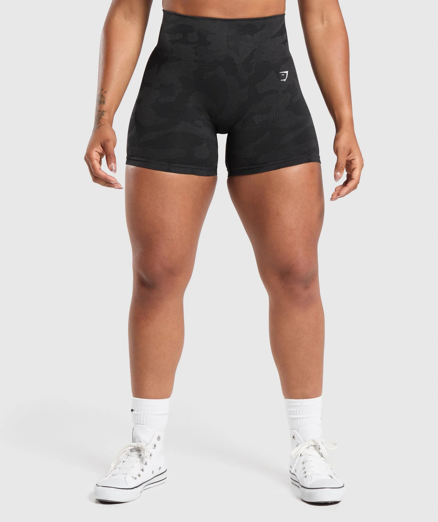 Gymshark Adapt Camo Seamless Shorts - Black/Asphalt Grey | Gymshark US