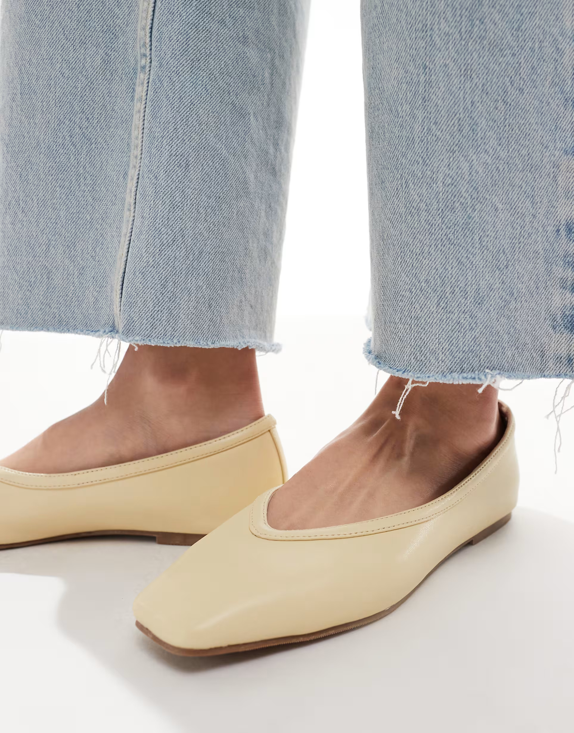 RAID Maryana square toe ballet flats in butter yellow | ASOS (Global)