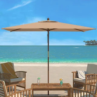 SAFAVIEH Aklin 6.5x10ft Rectangular Outdoor Patio Umbrella - UV Resistant, No Tilt - Bed Bath & B... | Bed Bath & Beyond