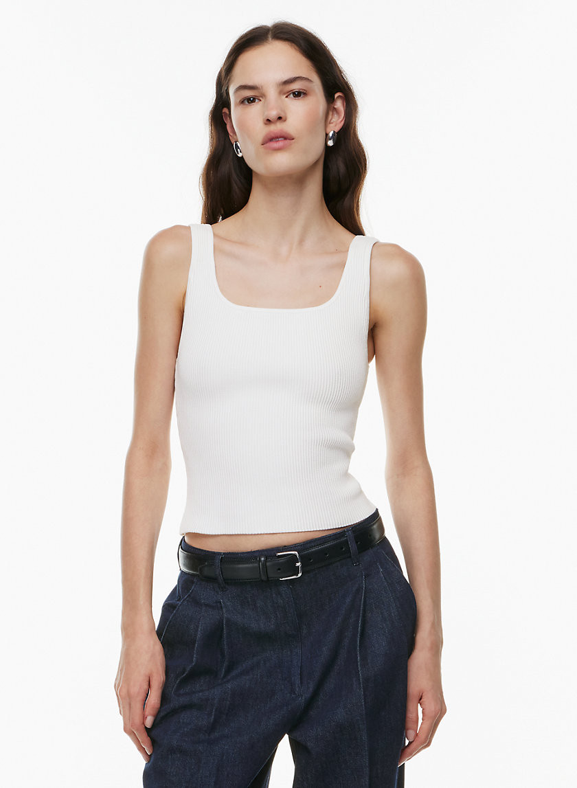 Aritzia Babaton Women's Sculpt Knit Squareneck Tank Top in White | 2XL | Aritzia