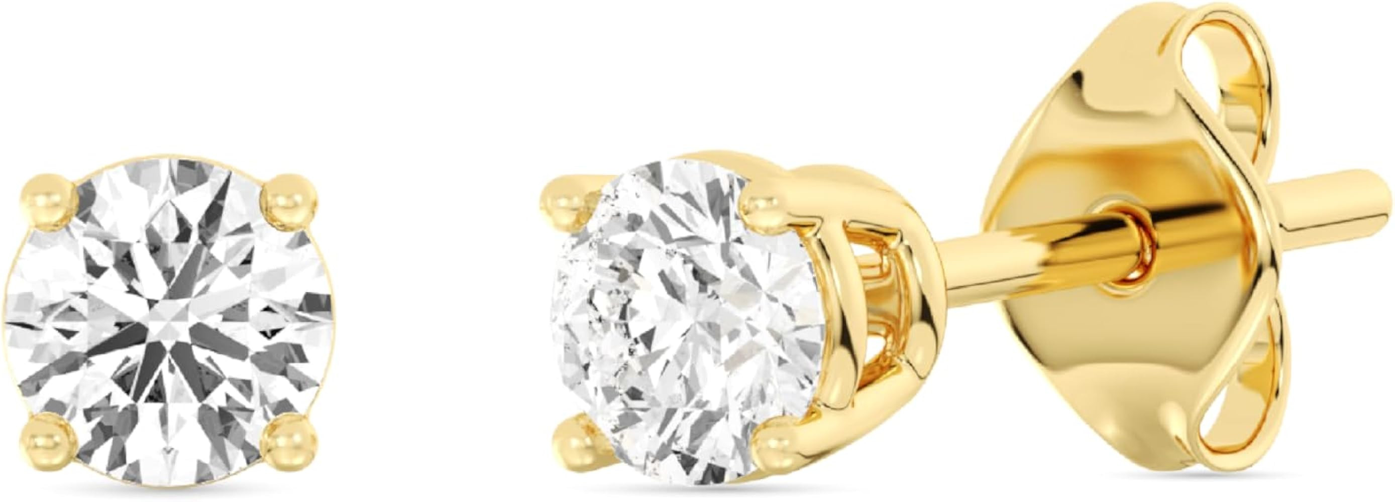Gilded Lab-Grown Diamond 10KT White Gold and 10KT Yellow Gold Stud Earrings for Women| Hypoallerg... | Amazon (US)