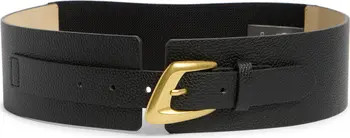 Asymmetrical Buckle Stretch Faux Leather Belt | Nordstrom Rack